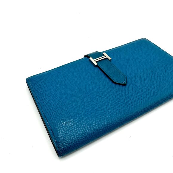 Hermes Blue Epsom SHW Bearn Wallet - Picture 4 of 8